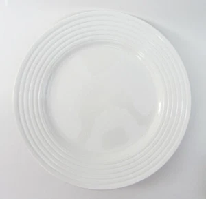 CIROA My Collection WHITE Embossed Rings 10.5" DINNER Plate Set-4 Bone China NEW - Picture 1 of 4