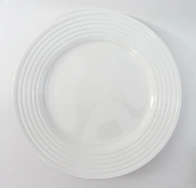CIROA My Collection WHITE Embossed Rings 10.5" DINNER Plate Set-4 Bone China NEW - Image 1 of 4