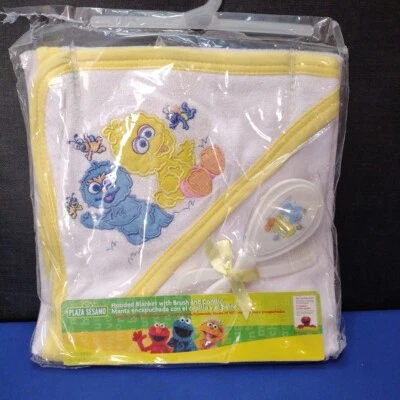Manta con capucha Sesame Street 2005 con cepillo y peine toalla de baño juego de regalo Foto 1 de 4