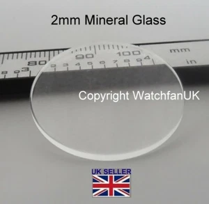 2MM Thick Flat Mineral Crystal Glass Lens 17mm-40mm Fit Seiko Citizen etc - Picture 1 of 4