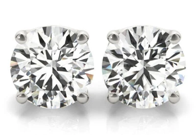 Pendientes de platino con tachuelas de diamantes redondos de 0,90 quilates H SI1 GIA 3 x excelentes Foto 1 de 4