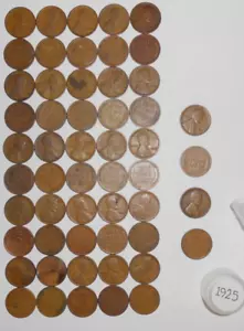 1925 LINCOLN WHEAT CENTS - 1 CIRCULATED ROLL - Picture 1 of 6