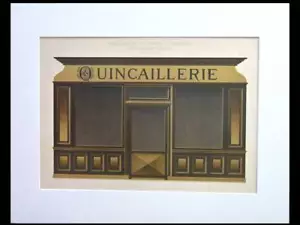 QUINCAILLERIE, DEVANTURE - 1900 - LITHOGRAPHIE DOREE - BOUTIQUE, MAGASIN, GRUZ - Bild 1 von 2
