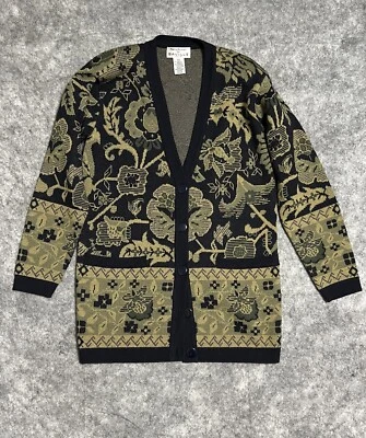 Suéter Vintage Rena Rowan Para SAVILLE Mujer P/P Cárdigan Verde Floral Foto 1 de 4