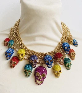 Butler und Wilson Multi Kristall Totenkopf Kette Halskette - Bild 1 von 3