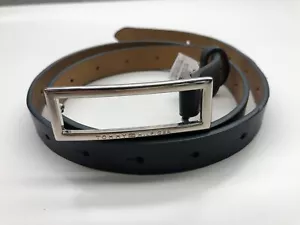Tommy Hilfiger Belt Dress Thin Skinny Blue Womens Sz M Faux Leather Silver - Picture 1 of 11