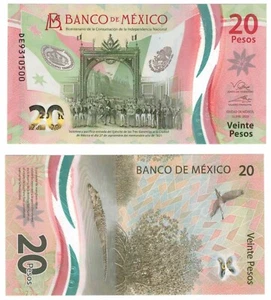 2023 México 20 Pesos P132 UNC Polímero Rodríguez + Alegre Billete Nuevo 16 Enero - Imagen 1 de 1