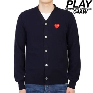 Comme Des Garcons PLAY Men's Wool heart patch cardigan knit sweater - Picture 1 of 16