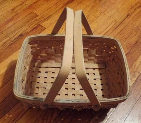 Vintage Wooden or Bamboo Basket with 2 Handles Cover