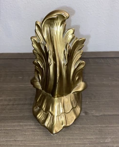Floral Leaf Grass Brass PM Philadelphia MFG Bookend Single Signed 92B USA Made - Picture 1 of 19