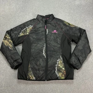 RealTree Jacket Womens Large Black Puffer Mossy Oak Camo Hunting Coat Ladies - Picture 1 of 9