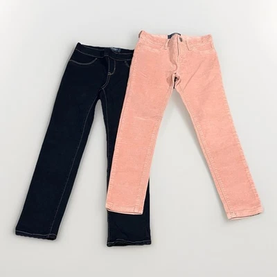 Antiguo paquete de jeggings elásticos azul marino para niñas talla 8 de terciopelo rosa y ajustados Foto 1 de 4