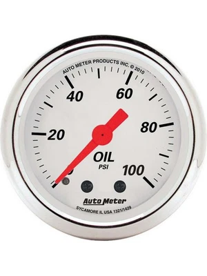 Auto Meter Gauge Arctic White Oil Pressure 0-100 PSI 2 1/16 Analog Mecha (1321) - Image 1 of 4