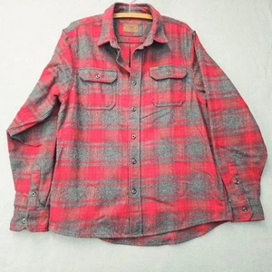 Orvis Red Plaid Heavy Flannel Mens M Jacket Shirt Long Sleeved Side Pockets - Picture 1 of 13