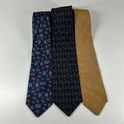 Paquete 3X Corbata Jaeger Vintage Hecha en Italia Floral a Rayas Para Hombre Toda Seda Foto 1 de 4