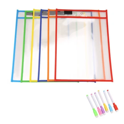 Reusable Dry Erase Pockets, 6 Pack Reusable Dry Erase Sleeves, Assorted8223 - Bild 1 von 4