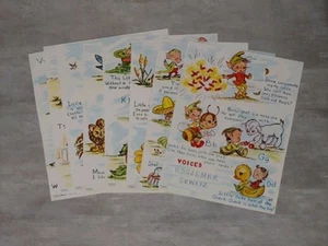 Lot Vtg Elf Pixie Alphabet Art Posters 1963 Classroom Ross & Dill Rare - Picture 1 of 9