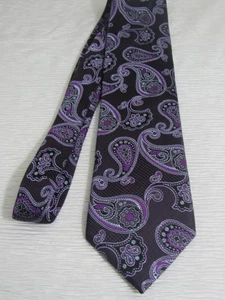 Cravatta uomo Canali Italy nera viola paisley seta lusso! - Foto 1 di 8