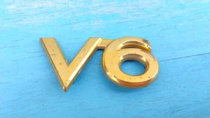 1992 -1995 Toyota Camry Rear Trunk Lid V6 Emblem Badge Gold "V6" - Picture 1 of 5