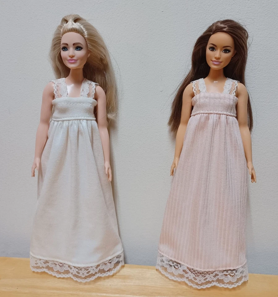 Camisones Curvy Barbie 11 1/2" Muñeca Ropa Melocotón y Crema Foto 1 de 1