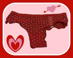 Höschen S rot Netz weich rosa Herz Schnürung gekreuztes Bein Rüschen Victoria's Secret - Bild 1 von 9