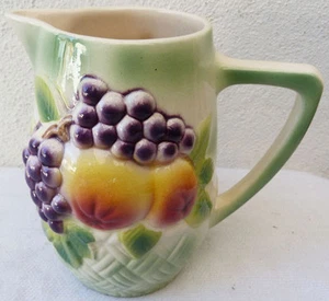 PITCHER A WATER POT BARBOTINE (FRUITS) SAINT CLEMENT FRANCE - Picture 1 of 1