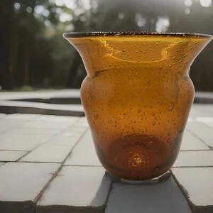 ERIK HOGLUND RARE Numbered Amber Art Glass Vase BODA SWEDEN 50s SCANDINAVIAN - Picture 1 of 10