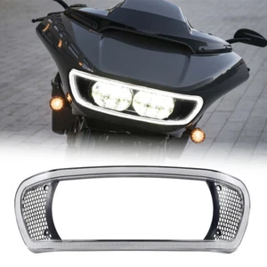 Bisel de cubierta de carenado de faros LED DRL para Harley Davidson Road Glide CVO 2015-23 - Imagen 1 de 8