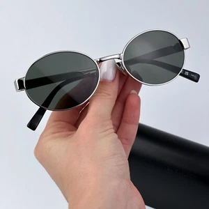 Saint Laurent Women Sunglasses Silver Grey Oval SL692 002 BRAND NEW - Picture 1 of 13