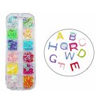 12Colors Sparkly English Letters Nail Glitter Sequins Art Supplies