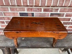 Old Vintage Primitive Wooden Stool w/ Decorative Carrying Hole ~ Country - Picture 1 of 15