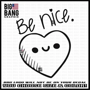 Be Kind Nice Vinyl Decal Sticker Car Window Kawaii Heart Cute Anthropomorphic  - Bild 1 von 4