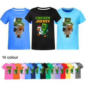 Unisex Kids Funny Chicken Jockey T-Shirt Gamer Chicken Ride GameS Girls Boys Top - Picture 1 of 53