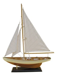 Jacht żaglowy model statku drewno 40x54cm Sea4You morska dekoracja - Zdjęcie 1 z 1