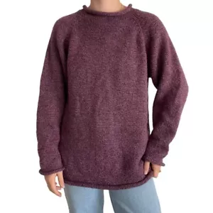 Vintage Womens Hand Knit American South Side Purple Alpaca Peruvian Sweater Sz L - Picture 1 of 9