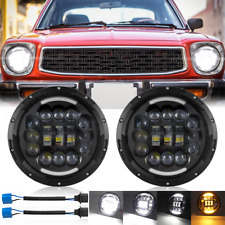 For Toyota Corolla 1968-1979 Pair 7 Inch Round Led Headlights Halo DRL Turn Bulb