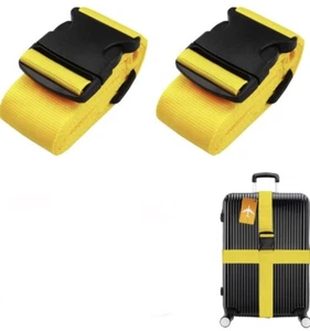 2pcs Adjustable Luggage Straps Extra Strong Safety Suitcase Travel Baggage Belt - Picture 1 of 5