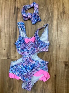Shein Kids Pink & Blue fish scale bathing suit   Size 5T - Picture 1 of 7