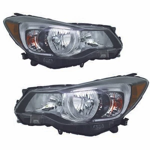 FITS FOR IMPREZA 2015 2016 HEADLIGHT HALOGEN W/BLACK RIGHT & LEFT PAIR SET - Picture 1 of 5