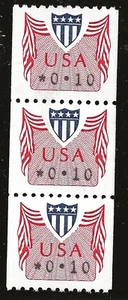 US No Scott Number, Coil of 3 Variable Postage 10c VF MNH - Picture 1 of 1