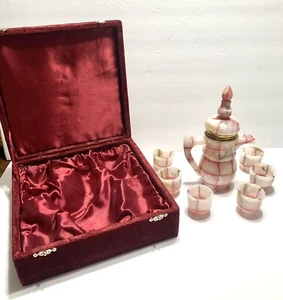 Rosa Onyx 7-teiliges Tee Espresso Set Krug & 6 Tassen Marmor aus Afghanistan - Bild 1 von 11