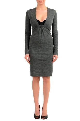 Dsquared2 Women's Wool Gray 3 4 Sleeve Bodycon Sheath Dress US XS IT 38