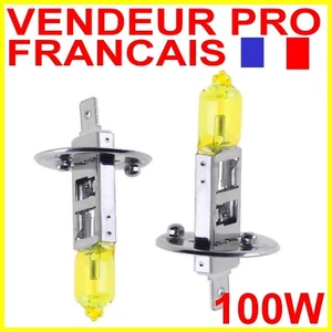 AMPOULE LAMPE H1 100W JAUNE YELLOW 3000K HALOGENE POUR FEU PHARE XENON P14,5s 12 - Picture 1 of 19