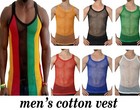 Mens Original Pendeen Vest Men Rasta Mesh Fishnet String Top Cotton Summer Gym