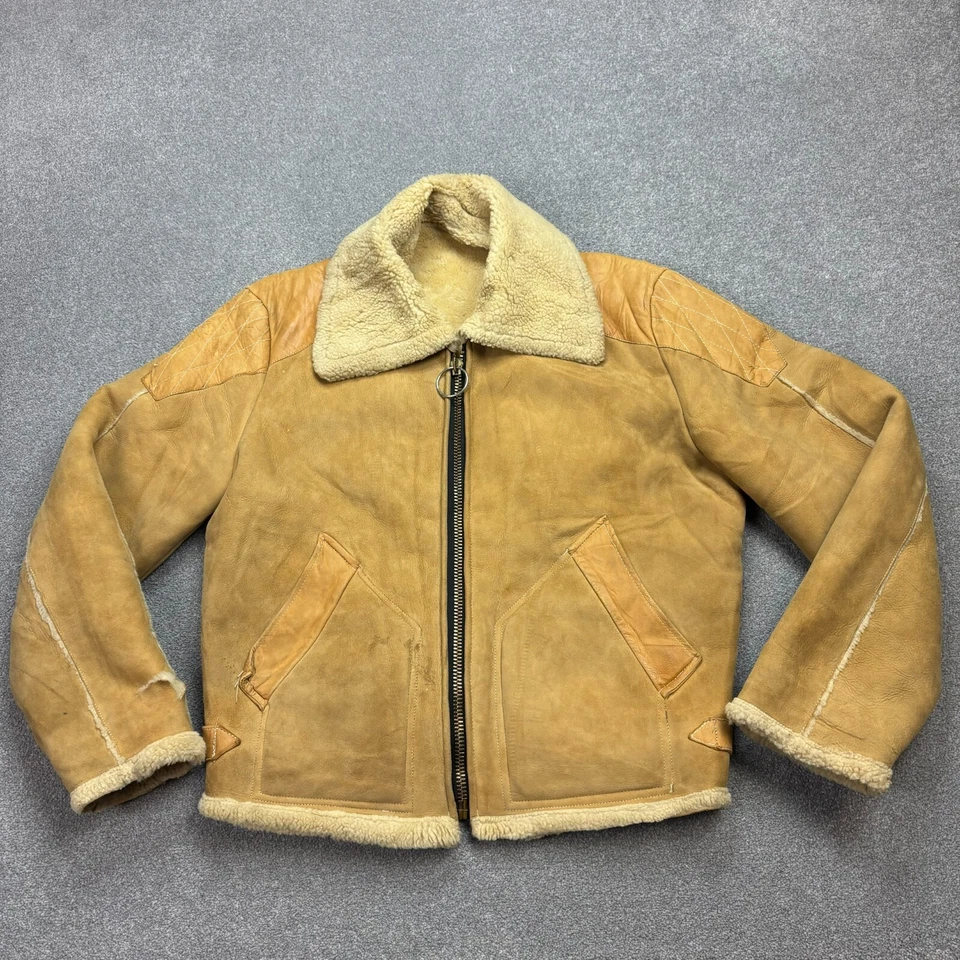 Leather Flying Jacket Womens Large Brown Bomber Aviator Military USA Lined Lady* - Image 1 of 4