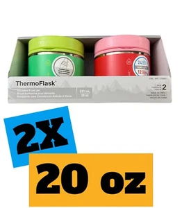 Thermoflask Insulated food jar  Stainless steel BPA free 2 pack 20 oz Red Green - Picture 1 of 5