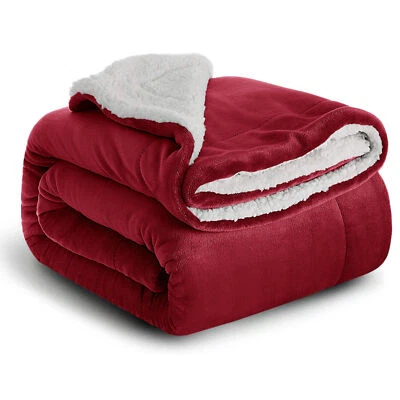 Large Sherpa Fleece Blanket 400 Gsm Super Soft Reversible Warm Sofa Bed Throws - Image 1 of 4