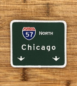 Chicago Interstate 57 North Iron-On Patch – 3.5 x 3 Inch Souvenir Highway Sign - Picture 1 of 2