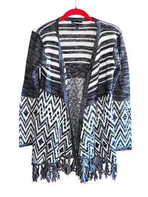 Cárdigan Tribal Allison Brittney Negro Gris Blanco Talla Pequeña Vaquera Occidental Foto 1 de 4