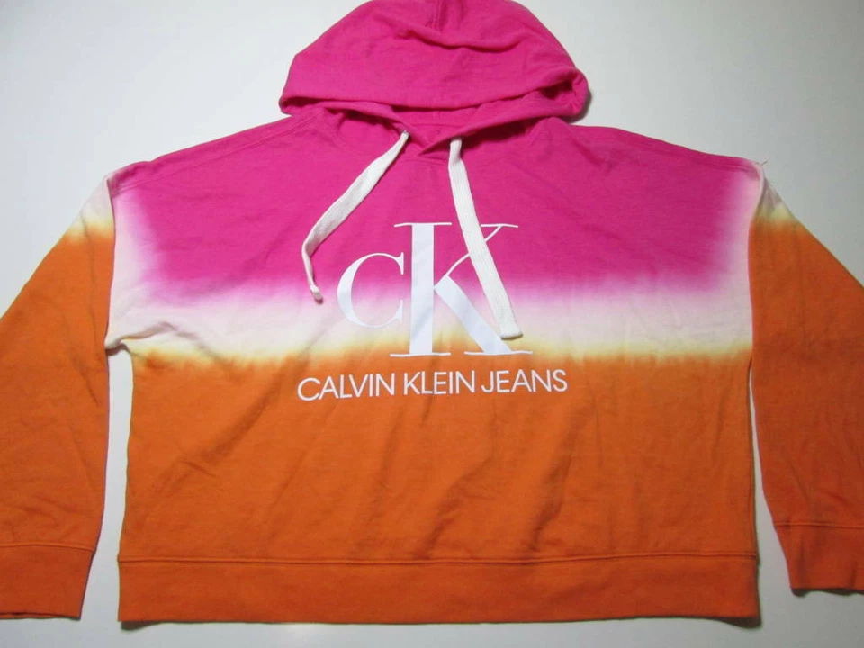 Pantalones de mezclilla Calvin Klein para mujer talla XXL sudadera con capucha naranja/rosa corbata logotipo estampado pulóver Foto 1 de 4